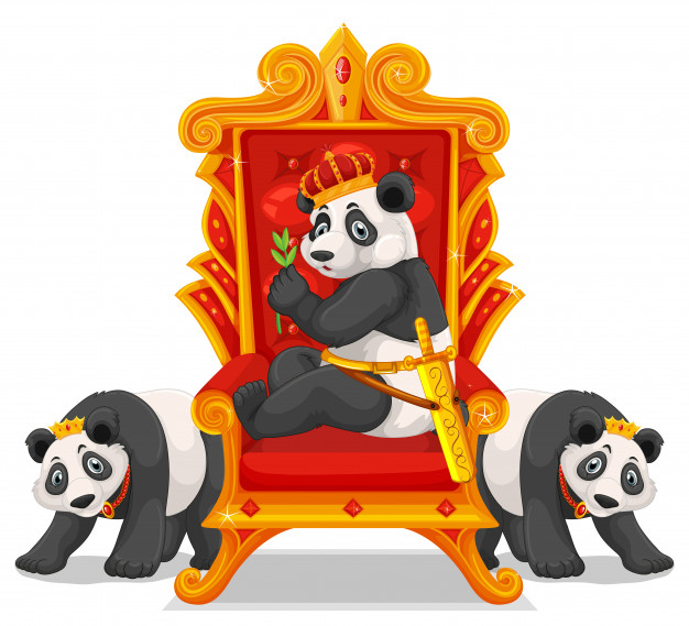 Free: Three pandas at the throne Free Vector 