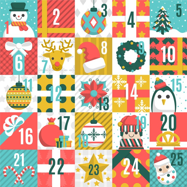 Free: Christmas advent calendar with seamless patterns Free Vector ...