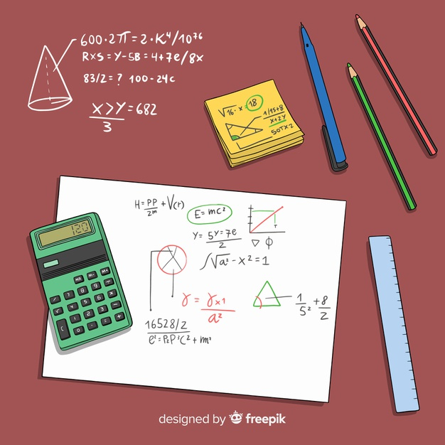 Download this stock image: Math equations hand write scientific