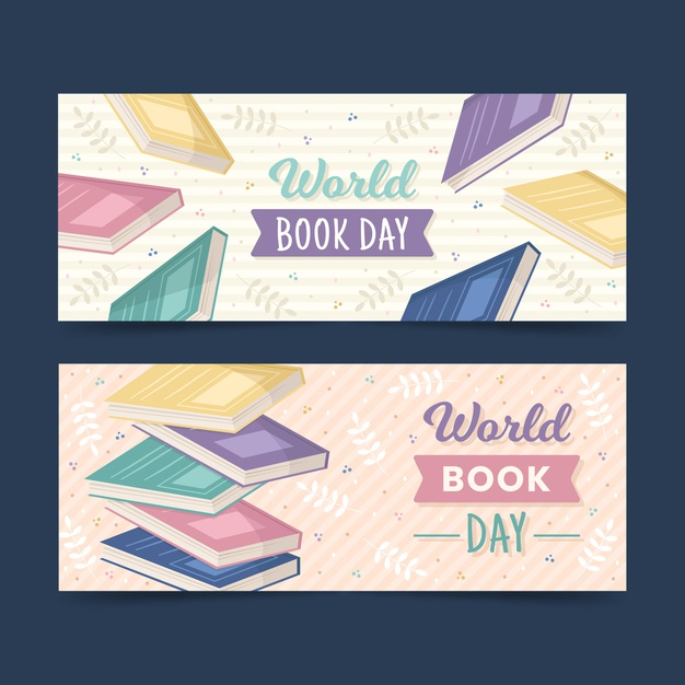 23 april,intellectual,23,novel,author,april,horizontal,set,pack,day,learning,flat,event,celebration,world,banners,education,design,book