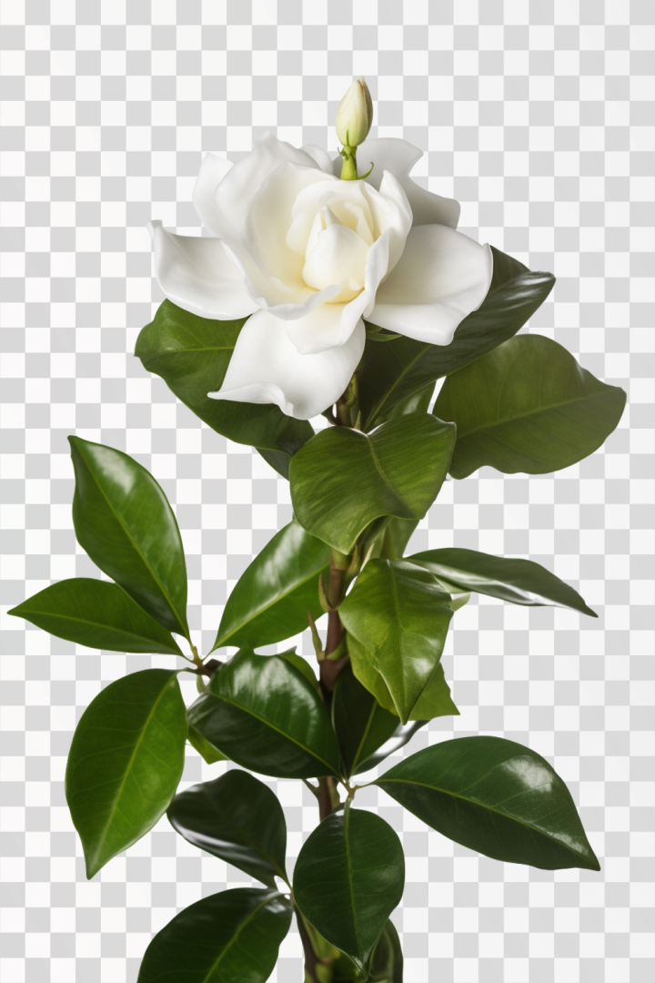 gardenia,flower,background,blossom,photo,pattern,isolated,nature,floral,beauty,plant,growth,petal,botany,decoration,ornamental,branch,flora,bloom,elegance,ornate,png,ai generated