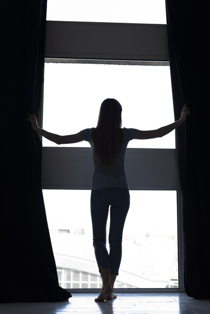 long shot,indoors,back view,through,long,inside,blonde,looking,stylish,pretty,shot,alone,lifestyle,beautiful,view,back,young,female,relax,youth,lady,modern,window,person,silhouette,home,girl,fashion,woman