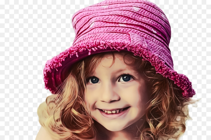 watercolor,paint,wet ink,clothing,hat,violet,purple,fashion accessory,sun hat,pink,headgear,child model,child,png