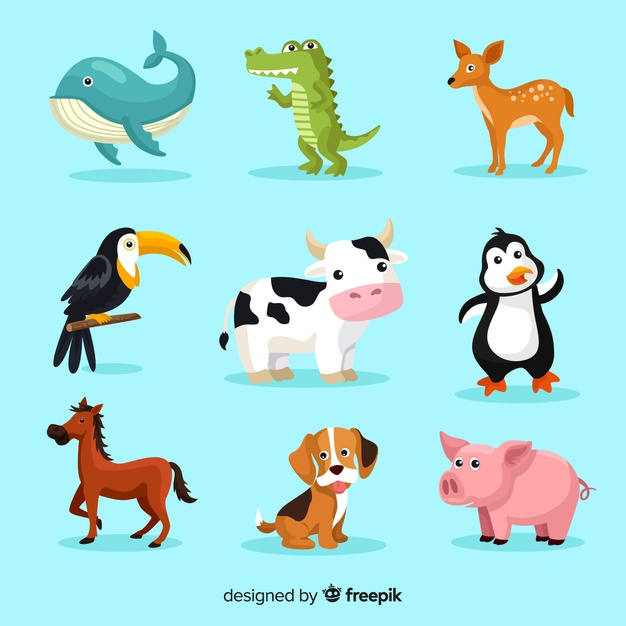 Free: Set of cute cartoon animals Free Vector 