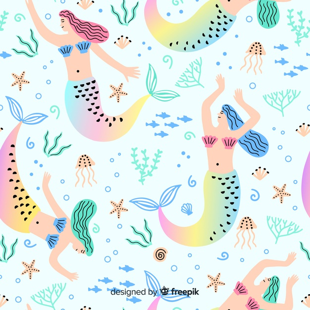 unreal,mythological,fantastic,siren,drawn,imagination,seamless,marine,underwater,female,mermaid,colorful,hand drawn,fish,sea,character,girl,woman,template,hand,water,pattern,background