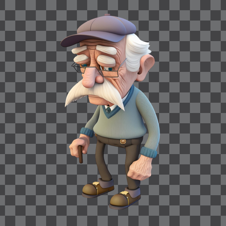 old man cartoon character with glasses