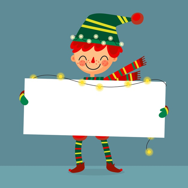 Christmas elf holding blank banner Free Vector - Nohat - Free for designer