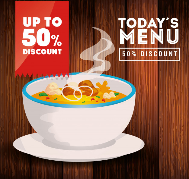 fifty,today,excellent,dining,delicious,percentage,meal,buy,soup,hot,lunch,classic,wooden,eat,dinner,healthy,drink,offer,discount,vegetables,celebration,restaurant,menu,banner