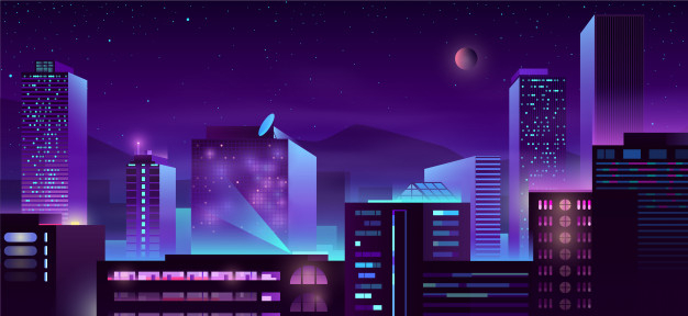 Free: Modern metropolis night buildings cartoon Free Vector - nohat.cc