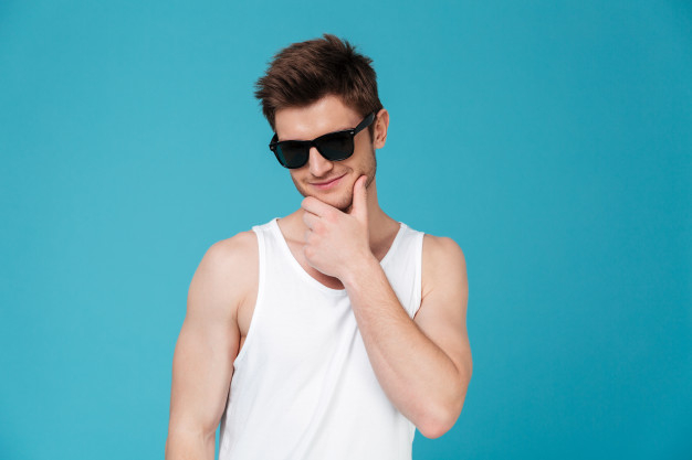 Free: Portrait of a smiling thoughtful man in sunglasses Free Photo ...
