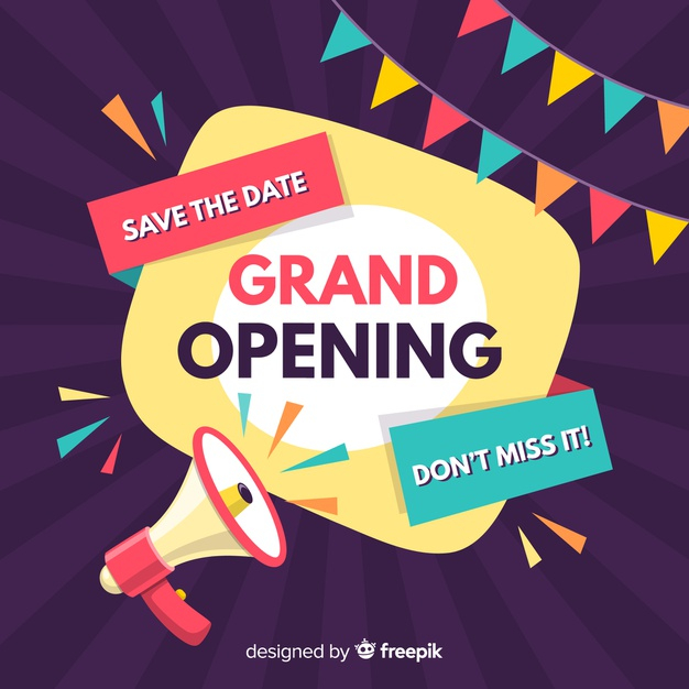 ceremonial,commemorate,beginning,grand,ceremony,inauguration,grand opening,startup,bunting,megaphone,opening,open,garland,celebrate,store,flat,event,shop,presentation,celebration,template,party,invitation,business,poster,background