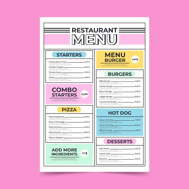 ready to print,starters,ready,gourmet,colourful,dish,print,eat,dinner,drink,burger,colorful,pizza,restaurant,template,menu,vintage,food