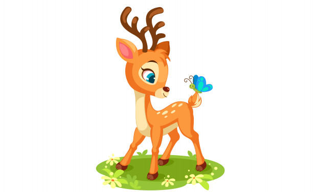 Free: Cute baby deer and butterfly vector illustration Free Vector -  