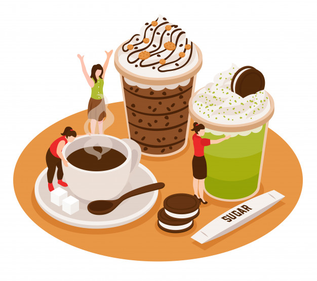 Free Vector  Cups of cappuccino coffee composition