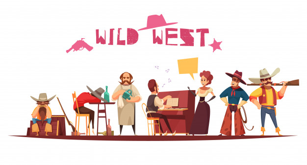 Free: Wild west saloon in cartoon style with characters Free Vector -  