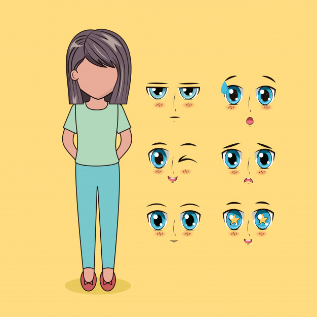 Free: Face anime people Free Vector 