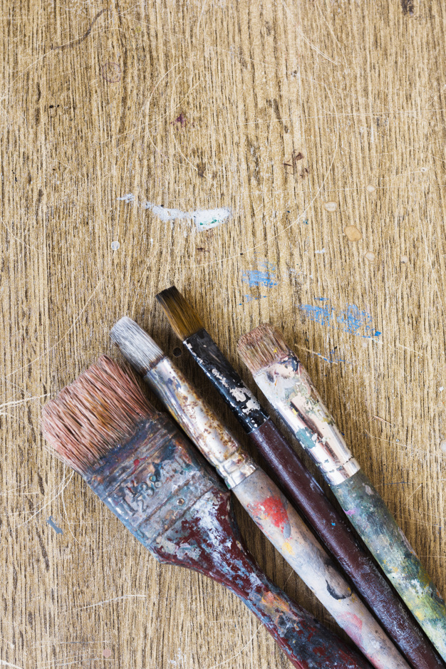 Art Tools Background. Artist Creative Quipment Sketch: Brushes