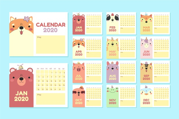 2020,weekly,june,july,monthly,april,organizer,february,may,daily,annual,september,week,march,set,month,january,august,october,november,timetable,day,year,date,planner,schedule,plan,panda,december,flat design,mouse,pig,flat,unicorn,time,kid,animals,number,cute,animal,cartoon,template,children,design,calendar