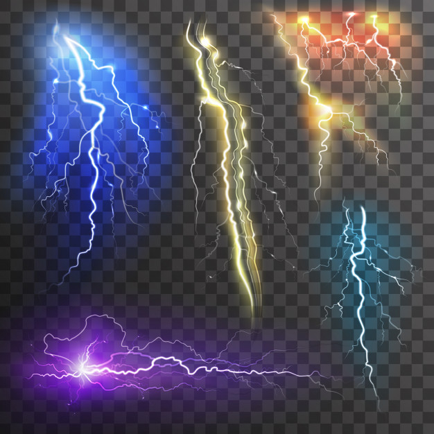 Realistic blue lightning with grey cloud Vector Image
