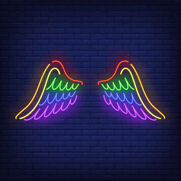 bisexual,transsexual,homosexuality,transgender,illuminated,discrimination,nightlife,rights,lgbt,equality,tolerance,pride,glowing,gender,bright,freedom,signboard,decorative,wing,brick,colors,night,billboard,flat,wings,offer,sign,neon,wall,rainbow,light