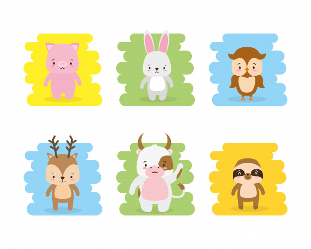 little,hare,set,wild,style,bull,zoo,illustration,sweet,rabbit,pig,pet,flat,cow,deer,owl,bear,animals,cute,farm,animal,bird,cartoon,nature