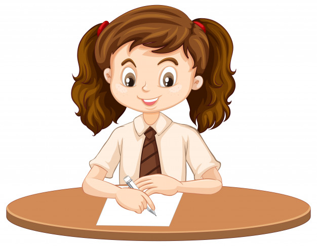 Free: One happy girl writing on the desk Free Vector 