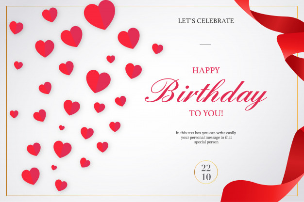 Free: Romantic happy birthday invitation with red ribbons Free Vector -  