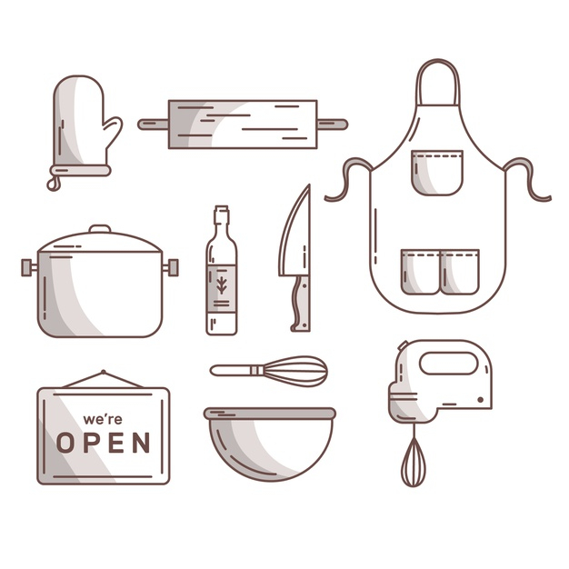 Free Vector  Assortment of hand-drawn chef utensils