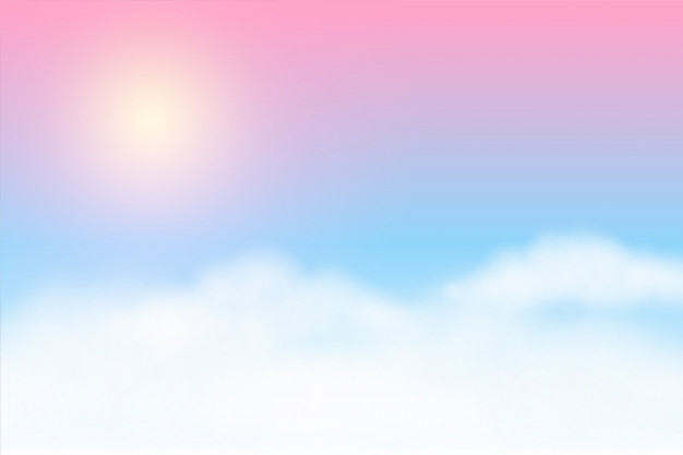Free: Dreamy soft clouds background with glowing sun Free Vector