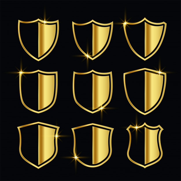 Free: Nice golden security symbols or shield set Free Vector