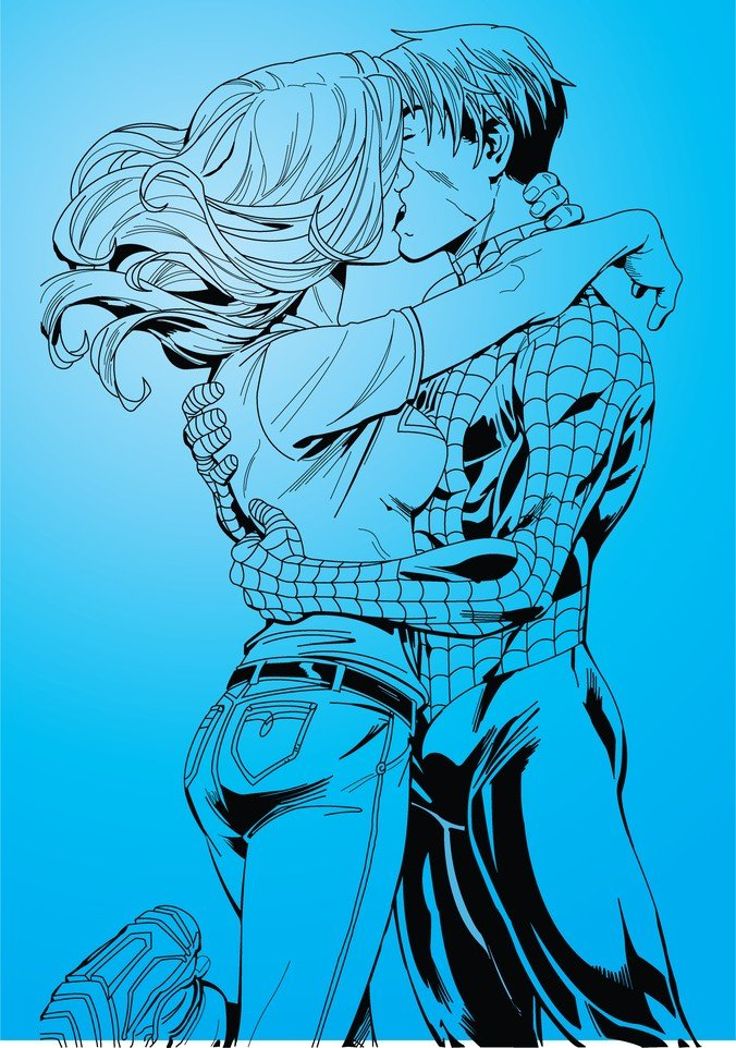 action,comics,cool,hero,heroes,kiss,kissing,kitty,love,marvel,outline,peter parker,romance,shadowcat,spider-man,valentine,com365psd