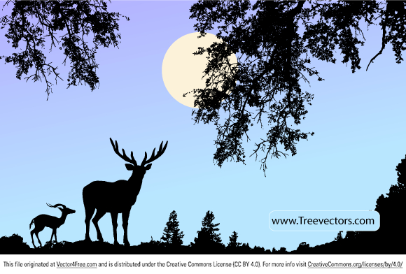 Free: Nature Scene Vector with Deer - nohat.cc