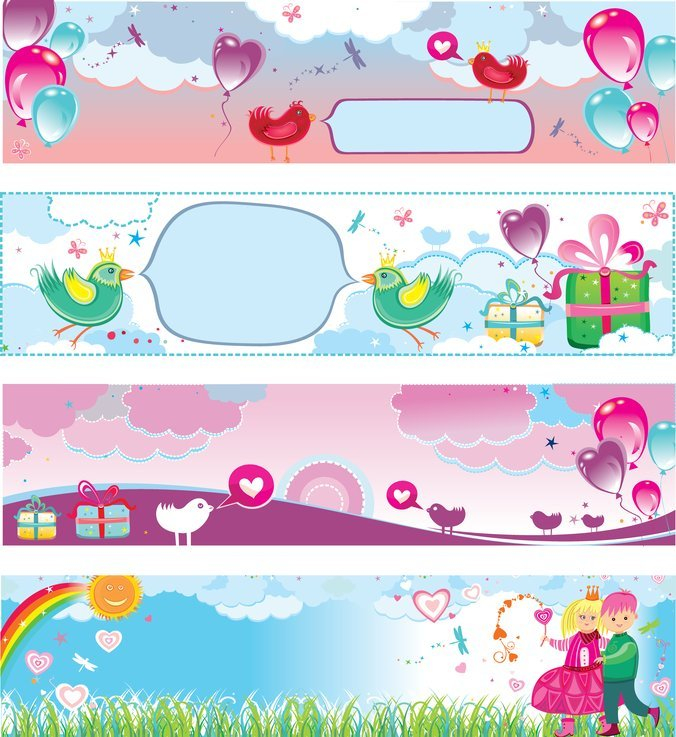 ant lovers,banner,cartoon,cute,dialogue,gifts,heart-shaped,heart-shaped balloons,love,rainbow,small gifts,sun,com365psd