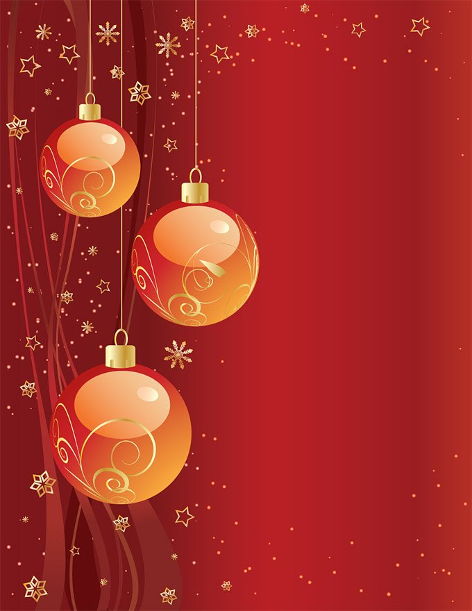 Free: Red Christmas Background With Vector Ball Ornaments (Free) 