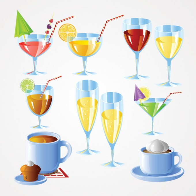 Free Vector  Drinks glasses set