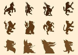silhouette,silhouettes,dragon,animal,animals,lion,heraldry,dog,heraldic,griffin,beast,lions,heads,griffon,antelope,beasts,com365psd