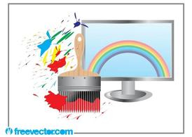 splatter,paint,brush,colorful,computer,creative,rainbow,monitor,display,screen,creativity,com365psd