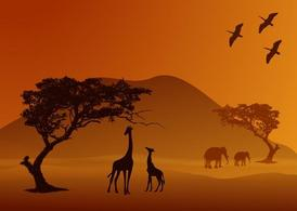 nature,trees,silhouettes,africa,animals,african,safari,wildlife,hill,elephants,giraffes,faun,com365psd