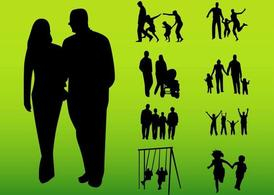 silhouettes,woman,kids,man,children,play,walk,family,wife,mother,son,father,daughter,husband,family vectors,com365psd