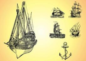 old,retro,vintage,hand drawn,sailing,sea,ocean,detailed,anchor,ships,ropes,authentic,sails,com365psd