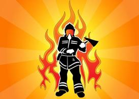 hot,fire,people,helmet,axe,flames,rays,cartoons,characters,gradient,heat,lighting,firefighter,com365psd