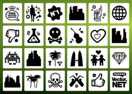 signs,symbol,earth,people,vector art,sax,palm trees,skyscrapers,space invader,facebook like,cityscapes,com365psd