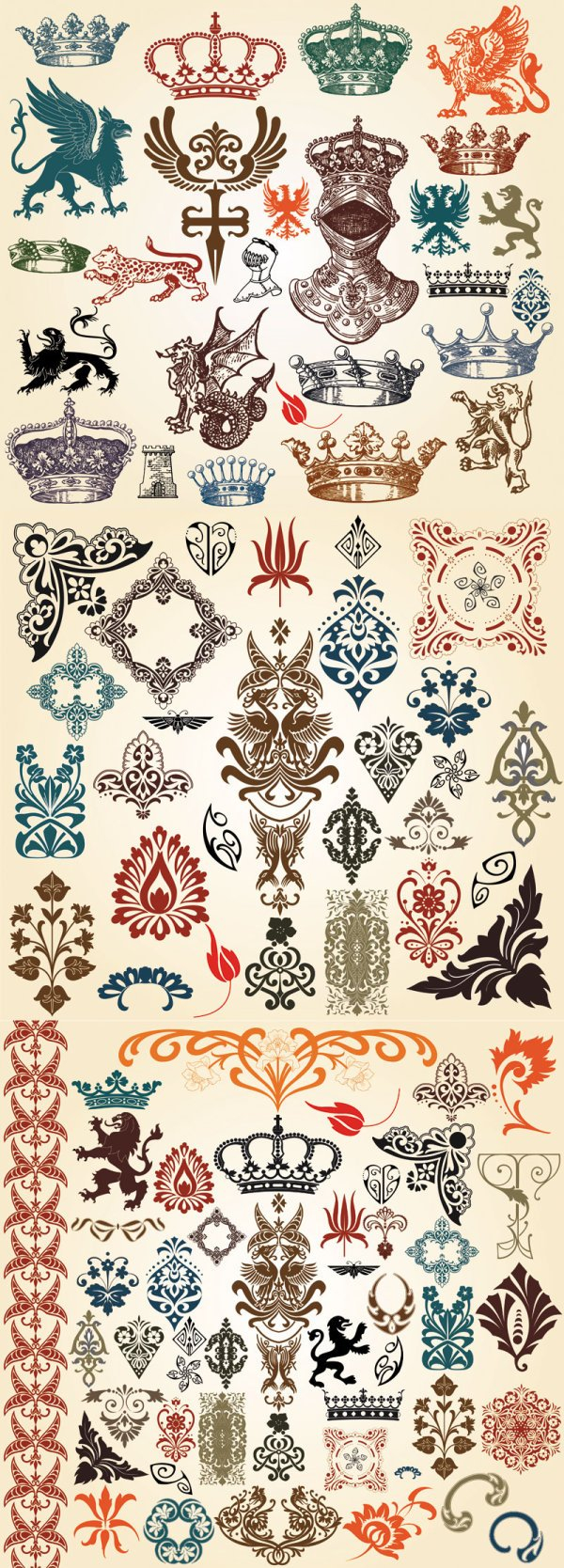 european-style,pattern,lace,crown,lion,monster,leopard,sword,totem,animal,corner,com365psd
