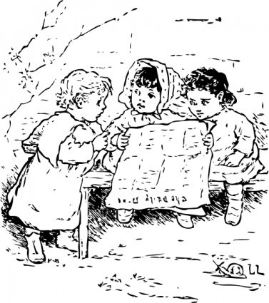 children,reading,newspaper,clip,com365psd
