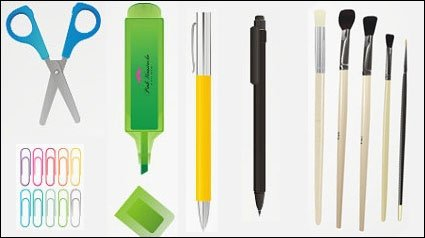 pencil,crayon,sharpener,scissors,rubber,com365psd