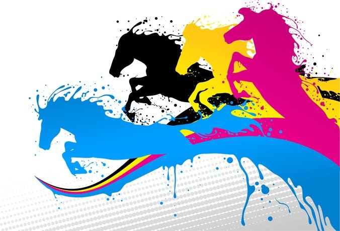 black,blue,cmyk,colors,green and red,horses,ink,spots,the color wheel,theme,yellow,com365psd