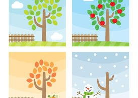 nature,tree,leaves,snow,winter,blossom,pumpkin,butterfly,fall,summer,spring,sky,fruit,snowman,autumn,apple tree,blooming,apples,four seasons,com365psd