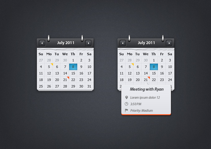 dark,calendar,user interface,event,balloon,event preview,com365psd