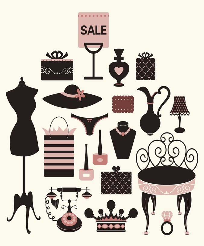 boutiques,chairs,crown,fashion,gifts,hand rotten bags,handbags,hats,models,perfume,pots,ring,sales,telephone,com365psd