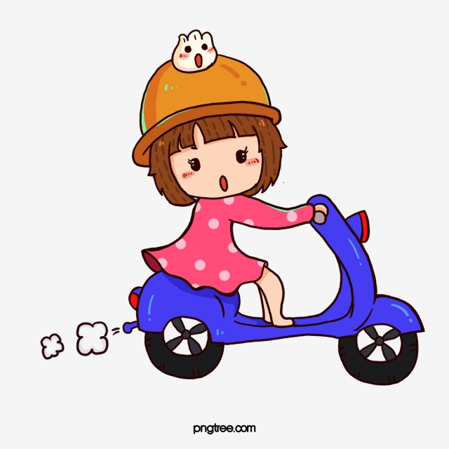 Free: Floating Cartoon Girl Riding A Motorcycle, Cartoon Clipart ... -  